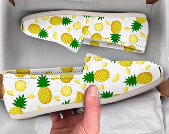 Pineapple Custom Shoes | Womens Shoes | Cute Shoes | Canvas Women Shoes | Girls Slip Ons | Casual Shoes | Pineapple Gifts | Vegan Gifts