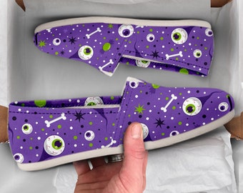 Harajuku Eyeball  Shoes | Eyeball  Shoes | Cute Shoes | Canvas Womens Shoes | Girls Slip Ons | Casual Shoes| Eyeball  Print | Kawaii Shoes