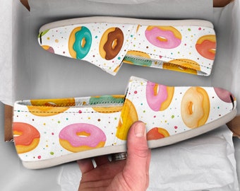Donuts Lover Shoes | Womens Shoes | Cute Shoes | Canvas Women Shoes | Womens Slip Ons | Casual Shoes | Donut Lover Gifts | Donut Print