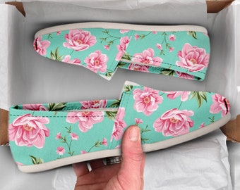 Vintage Rose Shoes | Rose Shoes | Cute Shoes | Women Canvas Shoes | Womens Slip Ons | Casual Shoes | Rose Print | Rose Lover Gift