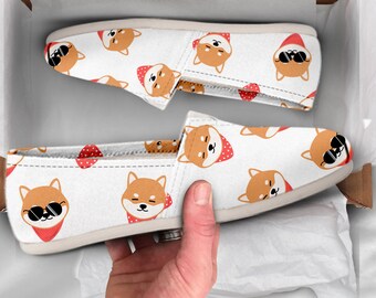 Japanese Shiba Shoes | Shiba Shoes | Cute Shoes | Women Canvas Shoes | Womens Slip Ons | Casual Shoes | Dog Owner Shoes | Pet Lover Gift