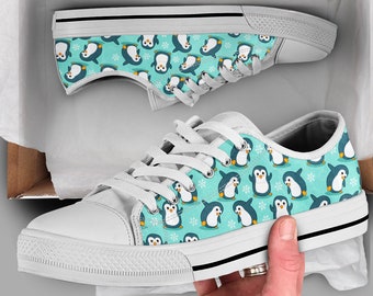 Gym Penguin Shoes | Cute Sneakers | Cute Shoes | Casual Shoes | Gym  Lover Gifts | Low Top Converse Style Shoes for Womens Mens Adults