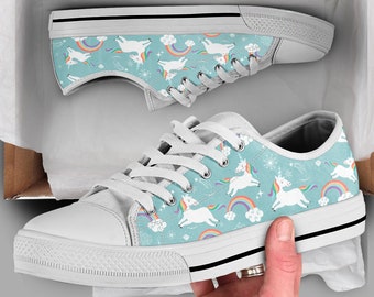 Cute Unicorn Shoes | Unicorn Sneakers | Unicorn Shoes | Casual Shoes | Unicorn Gifts | Low Top Converse Style Shoes for Womens Mens Adults