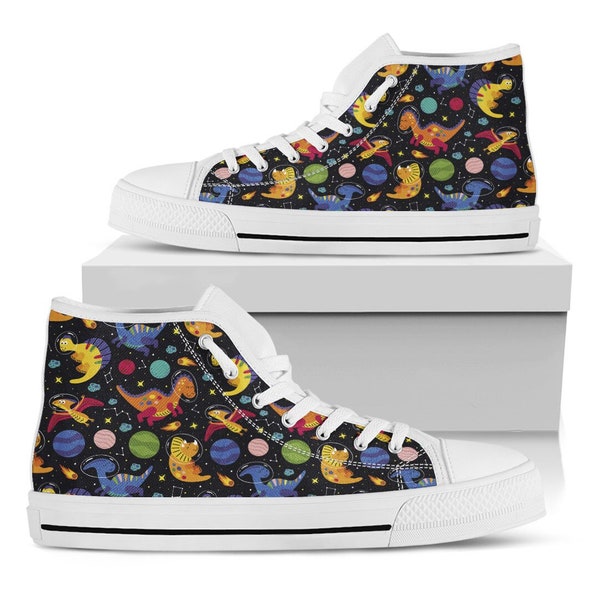 Dinosaur Universe Shoes | Dinosaur Sneakers | Dinosaur Lover Gifts | Custom High Top Converse Style Sneakers For Adults Women & Men