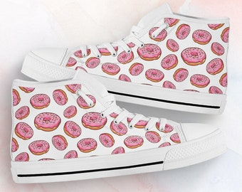 Wen Design Custom Donuts Hand Painted Shoes Men and Women White Canvas Sneakers