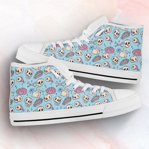 Horror Skull Shoes | Skull Sneakers | Harajuku Kawaii Clothing Custom High Top Sneakers For Adults Women & Men