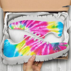 Pattern Print Rainbow Colorful Black Sneaker Shoes For Men Women main image 1