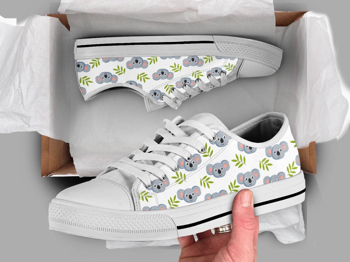 Blue Koala Pattern Print Men Women's High Top Shoes