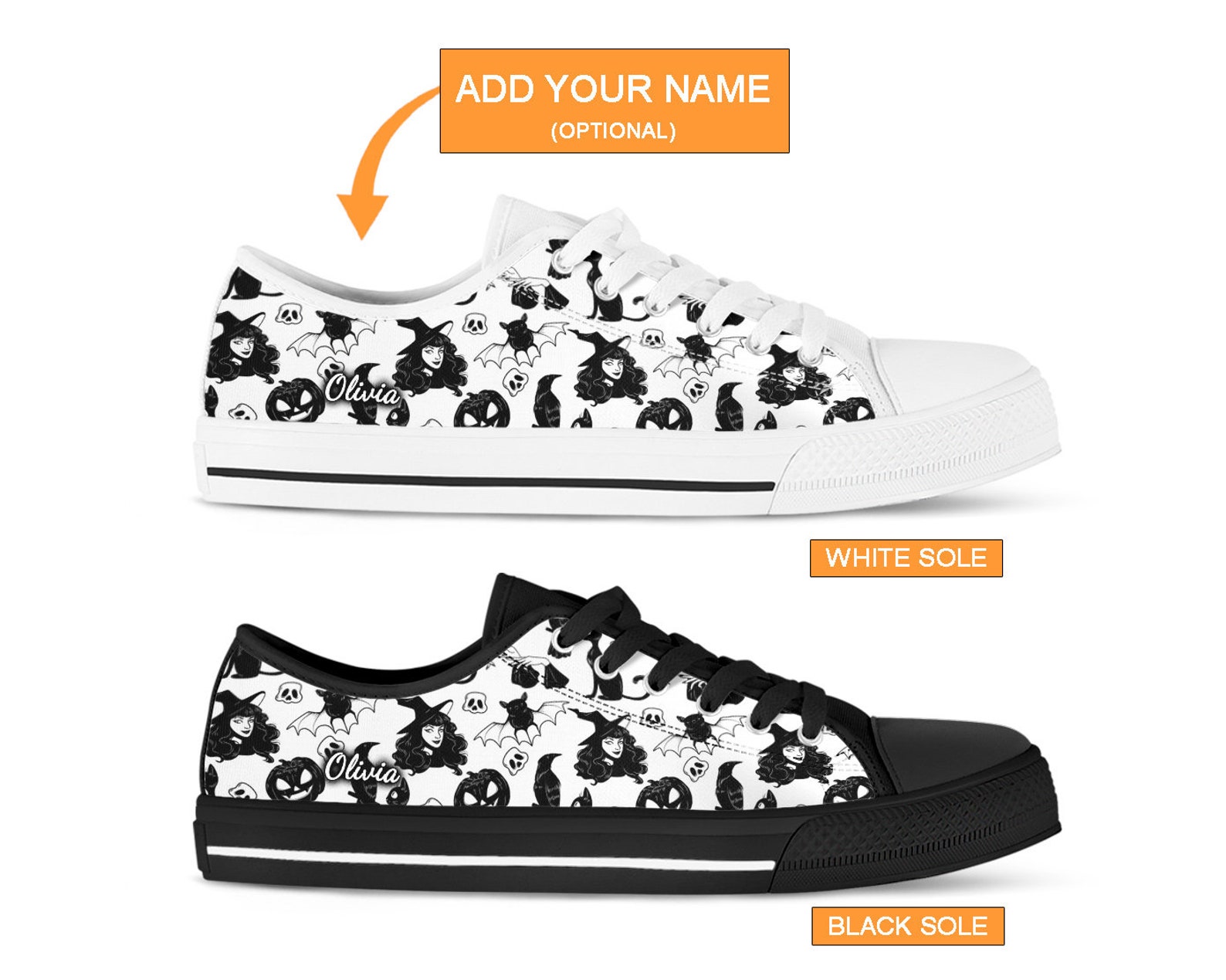 Personalized Witch Sneakers - Gift for Halloween - Witch By Nature Bitch By Choice