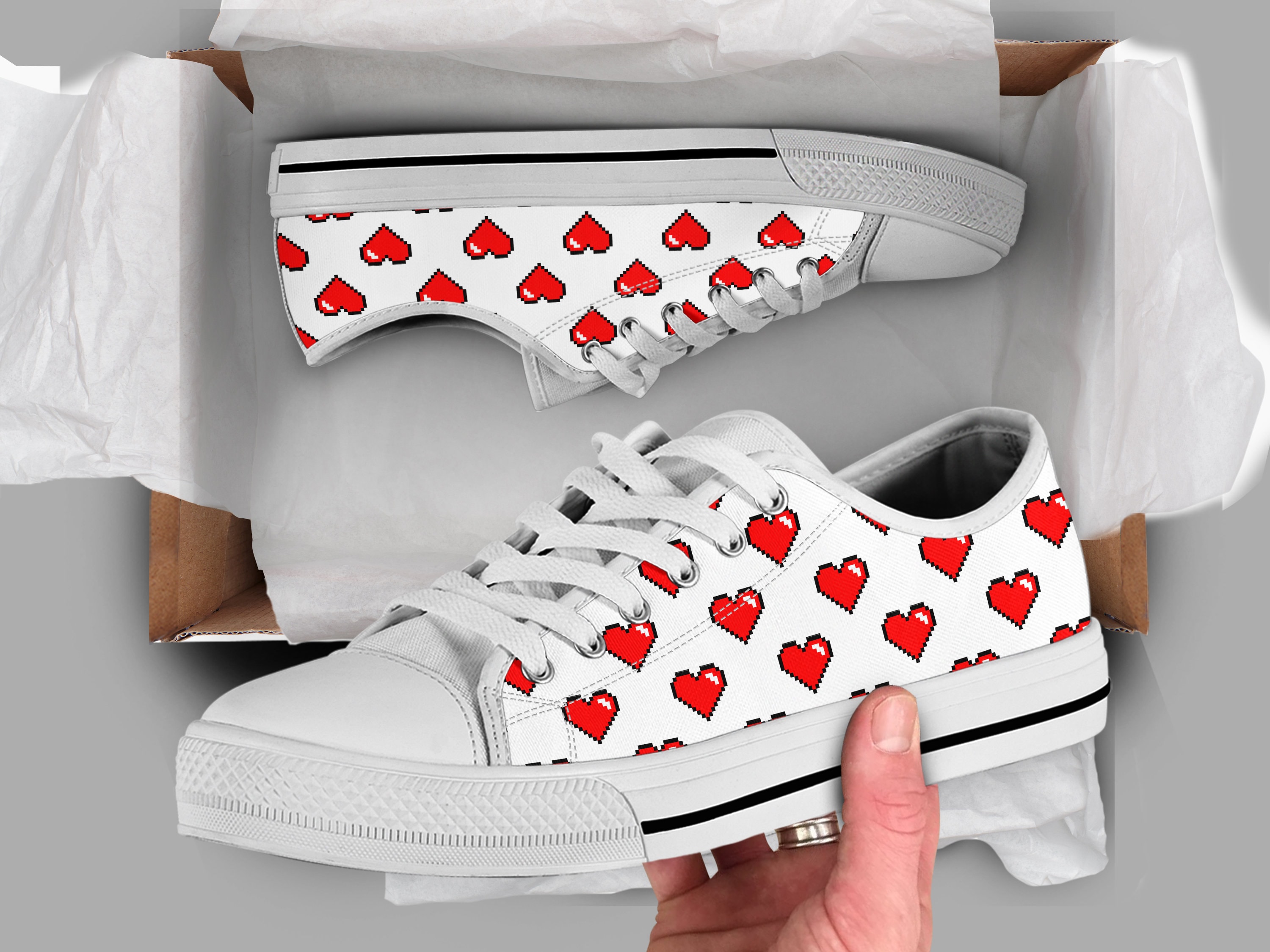 Luxury Sneakers Women Heart, White Sneakers Heart