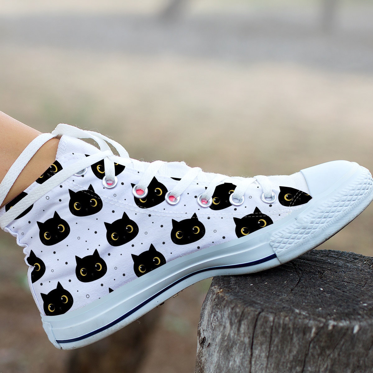 Black Cat Shoes Cat Sneakers Cute Shoes Cat Lover Gifts Etsy