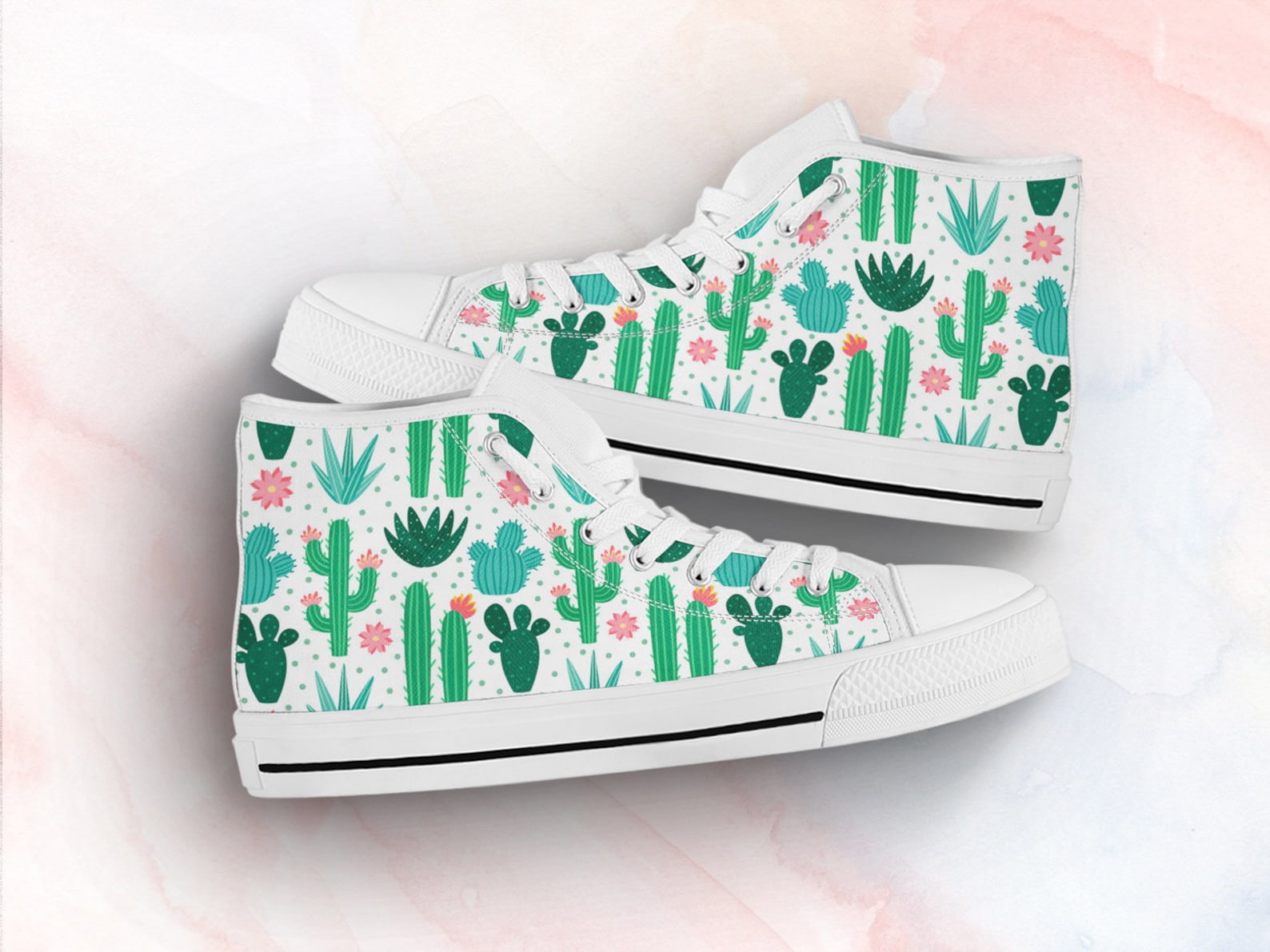 White Cactus Shoes Kawaii Sneakers Cute Clothing Cactus | Etsy