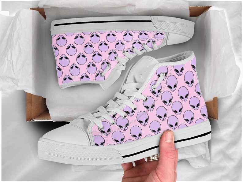 Purple Alien Shoes Alien Sneakers Cute Shoes Alien Etsy