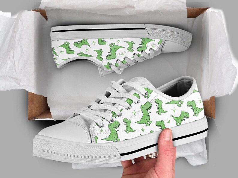 Green Dinosaur Shoes Sneakers Dinosaur Shoes Womens Etsy