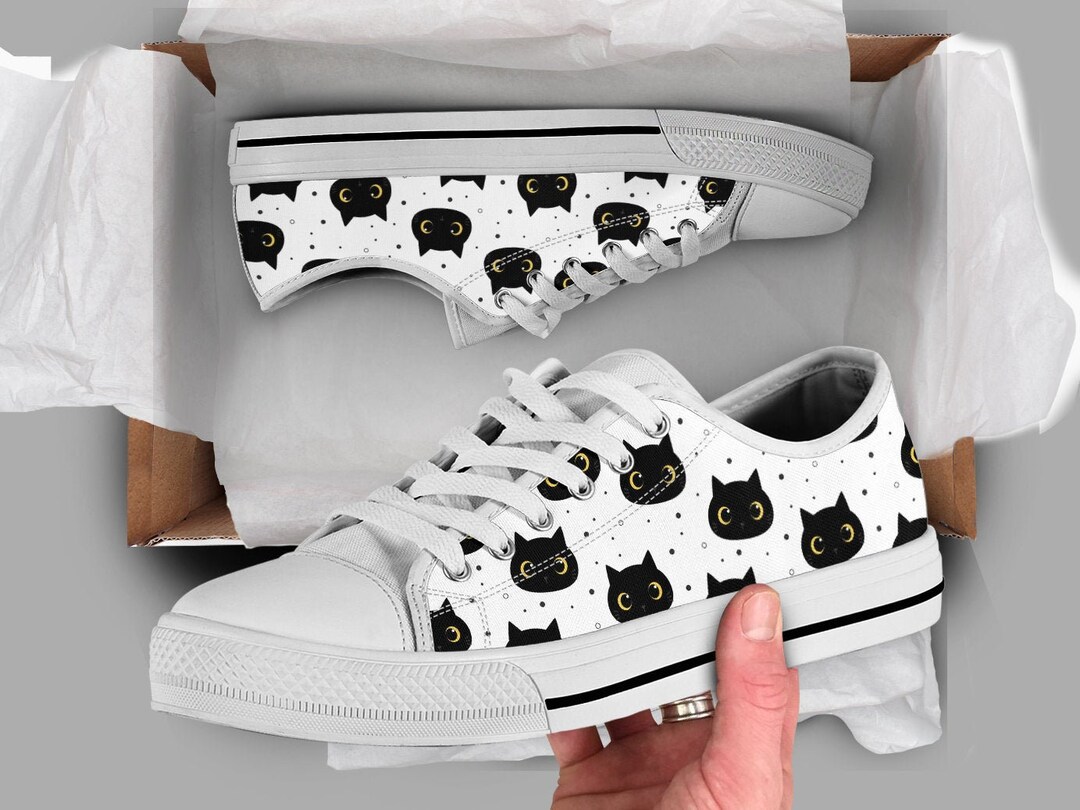 Black Cats Shoes Cat Sneakers Cute Shoes Casual Shoes Etsy