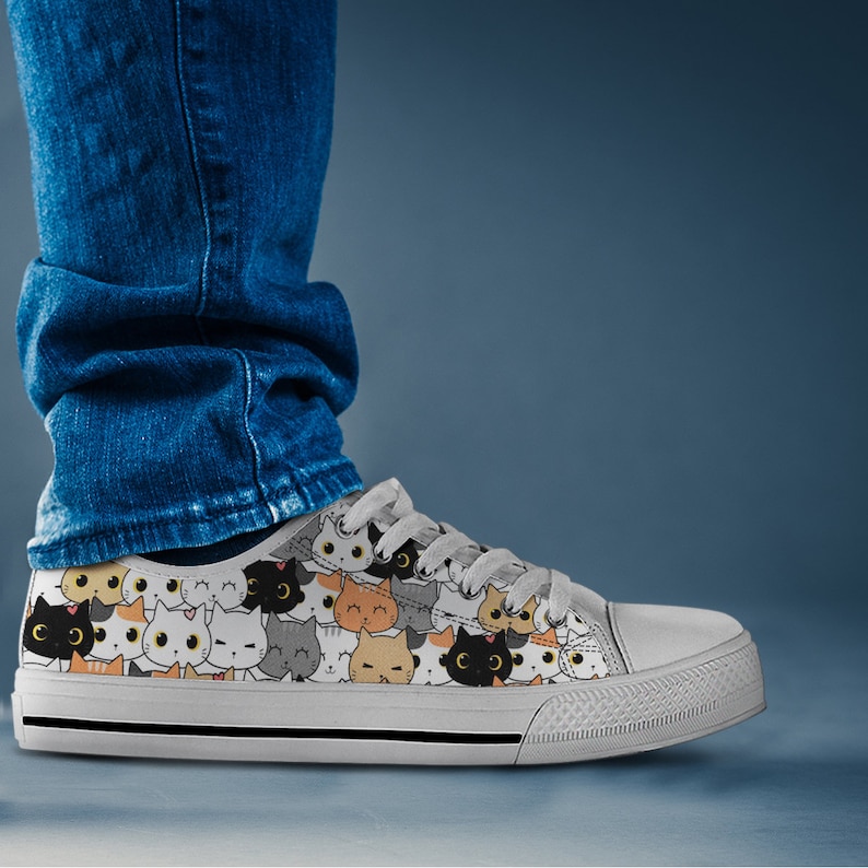 Cute Cats Shoes Cat Sneakers Cute Shoes Casual Shoes Etsy