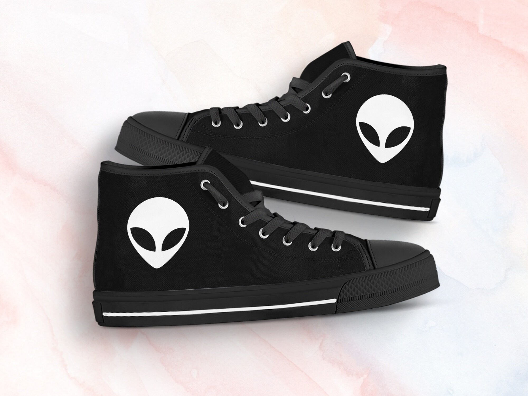 Custom Alien Shoes Alien Sneakers Black White Alien Shoes Etsy