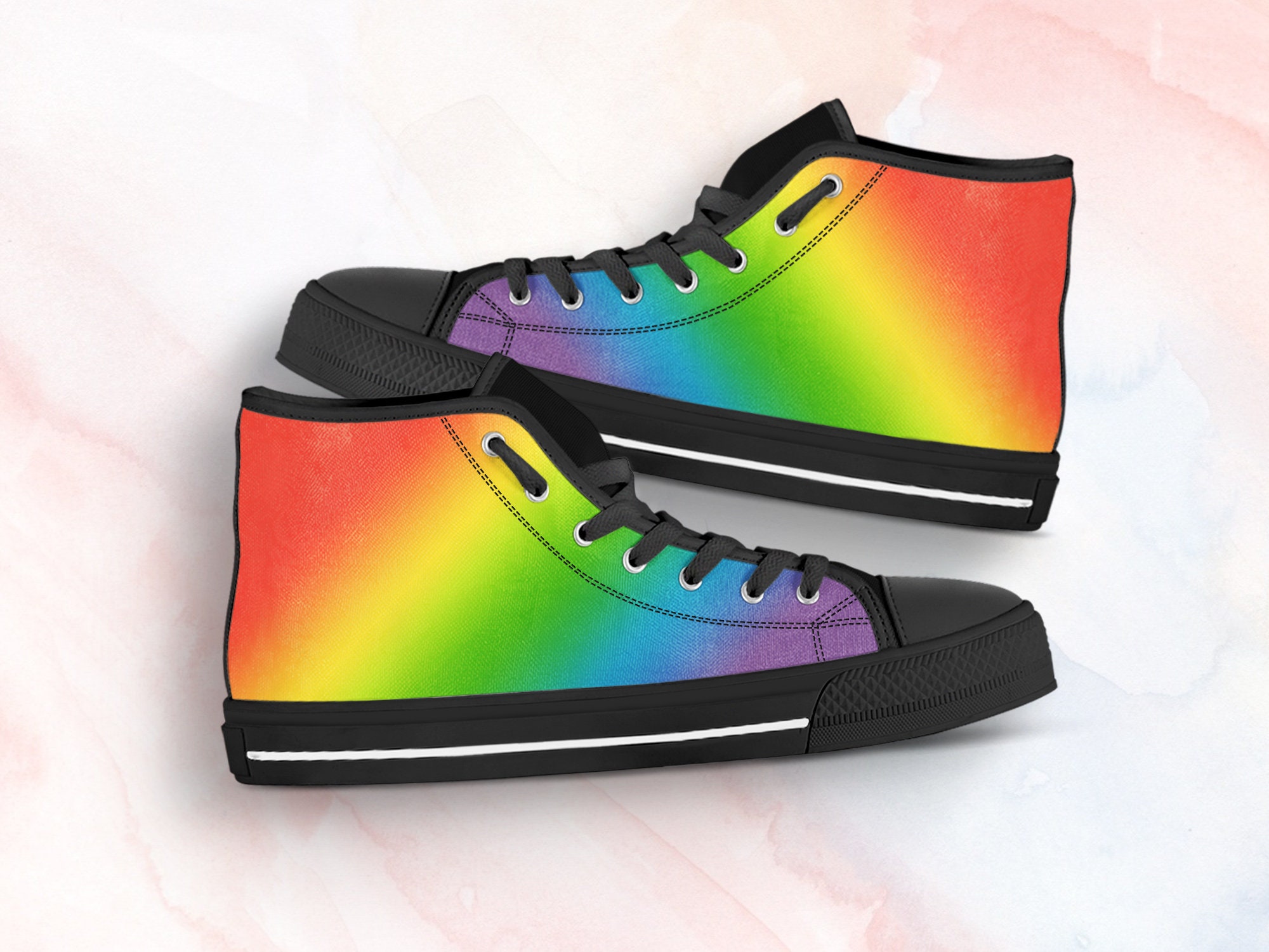 Rainbow Print Shoes Tie Dye Print Sneakers Rainbow Clothing Custom