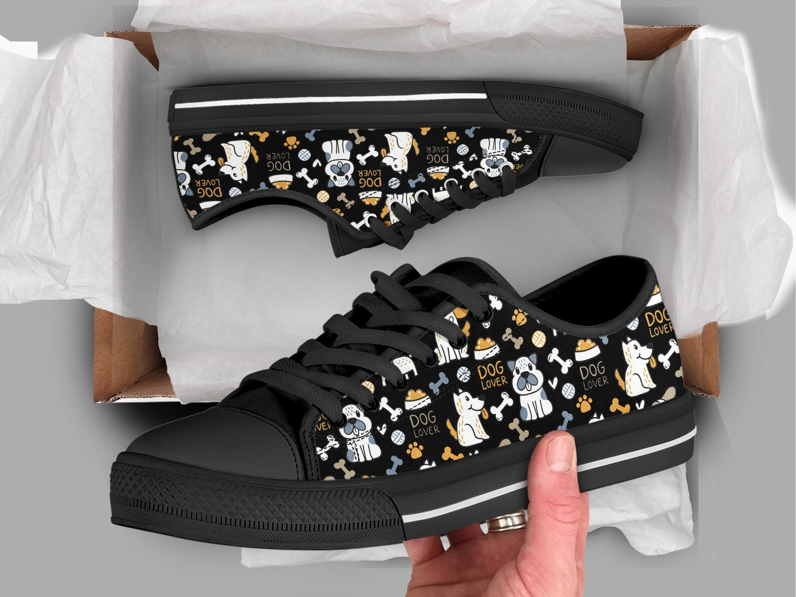 sneakers with dog prints