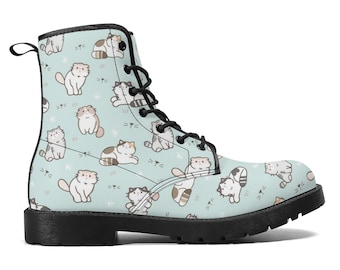 Cute Cats Boot Shoes, Women's Boots, Men's Boots, Vegan Leather, Combat Boots, Classic Boot, Cute Print, Casual Boots Women