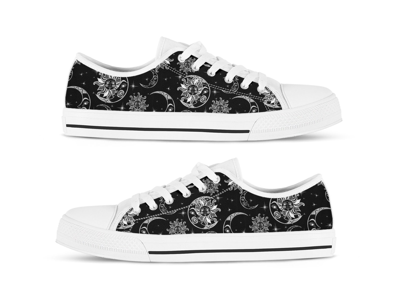 Sun Moon Celestial Pattern Print Sneaker Shoes For Men Women