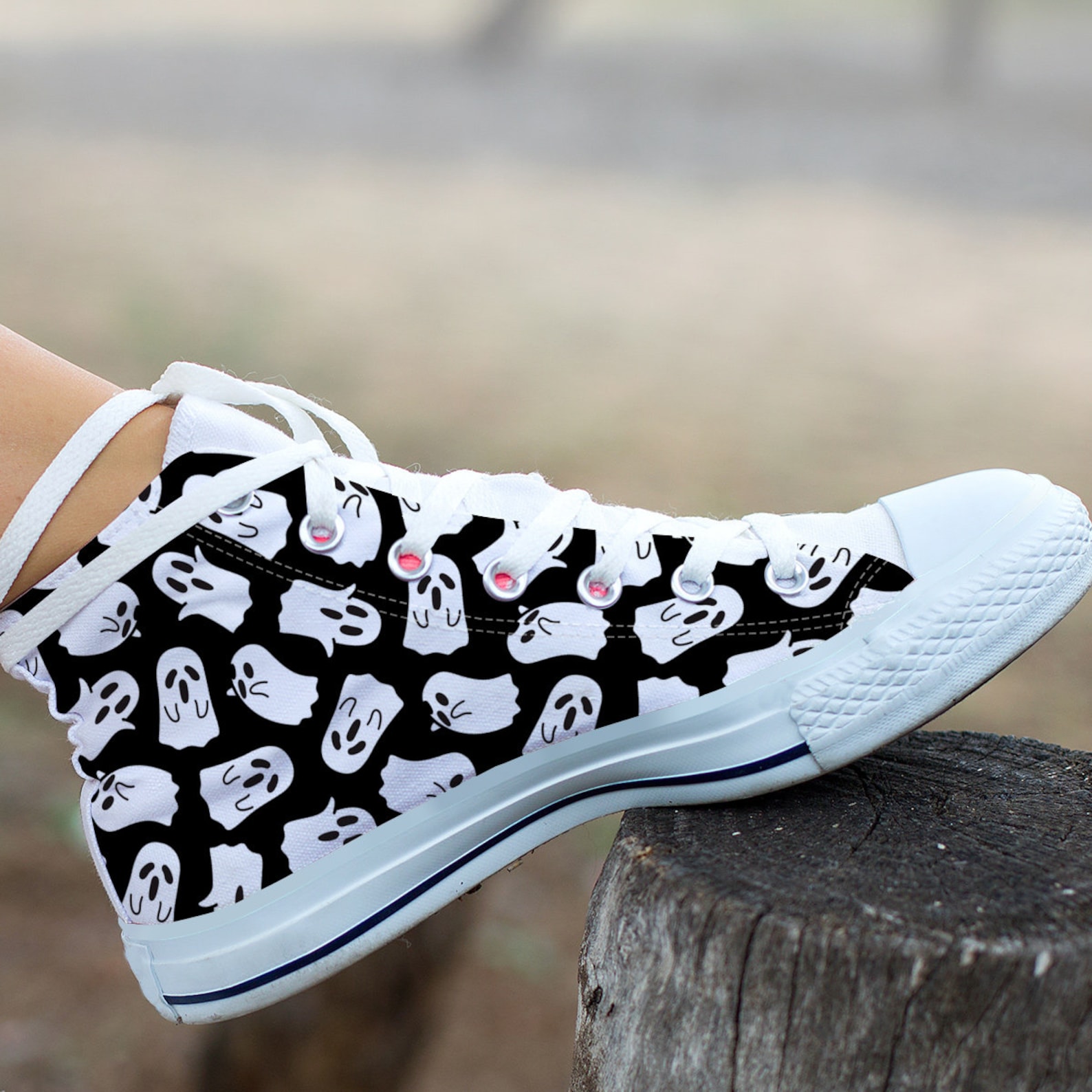Black Ghost Shoes Ghost Sneakers Ghost Pattern Ghost Print Etsy