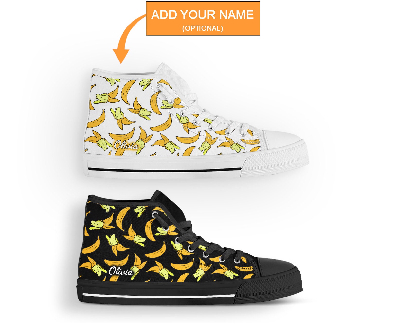 Yellow Banana Shoes Banana Sneakers Cute Shoes Banana Etsy