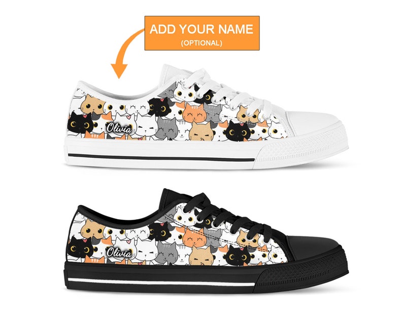 Cute Cats Shoes Cat Sneakers Cute Shoes Casual Shoes Etsy
