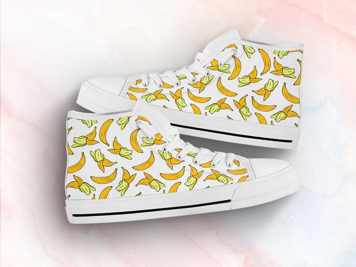 Yellow Banana Shoes Banana Sneakers Cute Shoes Banana Etsy