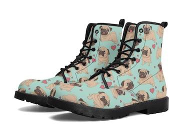 Dog Lover Boot Shoes, Women's Boots, Men's Boots, Vegan Leather, Combat Boots, Classic Boot, Cute Print, Casual Boots Women