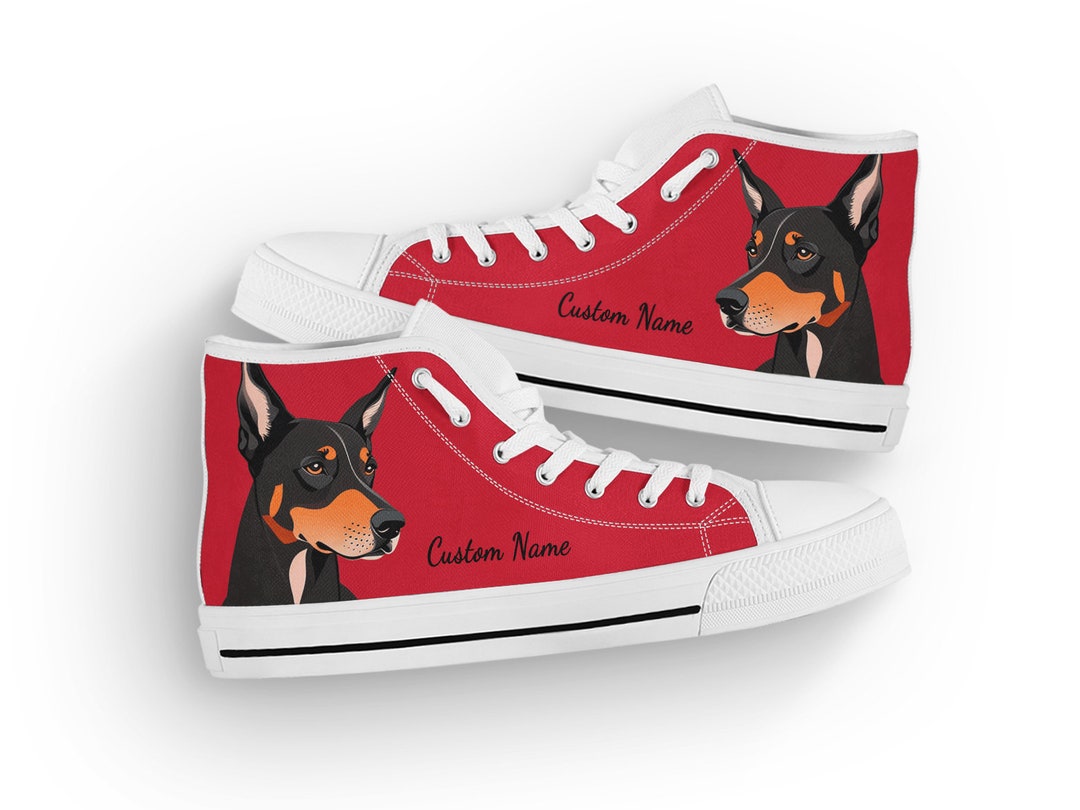 Doberman Pinscher Red Shoes Dog Lover Sneakers High Top Shoes Sneakers