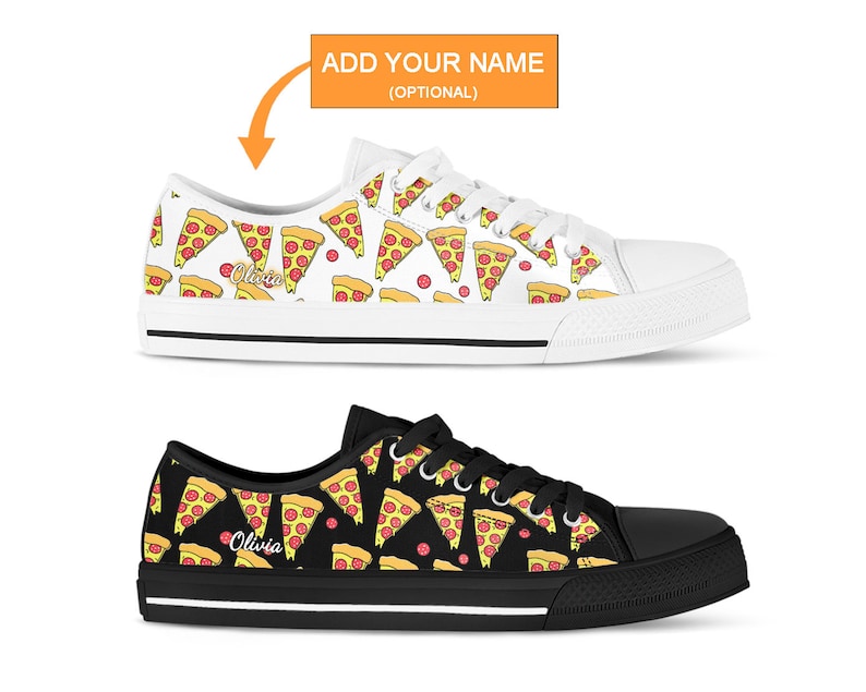 White Pizza Shoes Pizza Sneakers Cute Shoes Casual Shoes Etsy