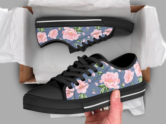 Dusty Blue Rose Shoes | Floral Print Sneakers | Rose Shoes Dusty Blue Rose Shoes | Floral Print Sneakers | Rose Shoes
