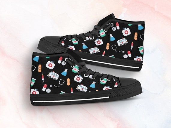 Nurse Shoes Doctor Sneakers Medical Pattern Doctor Gifts Custom High Top Converse Style Sneakers For Adults Women Men