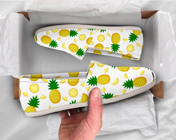 Pineapple Custom Shoes Womens Shoes Cute Shoes Canvas Women Shoes Girls Slip Ons Casual Shoes Pineapple Gifts Vegan Gifts Etsy