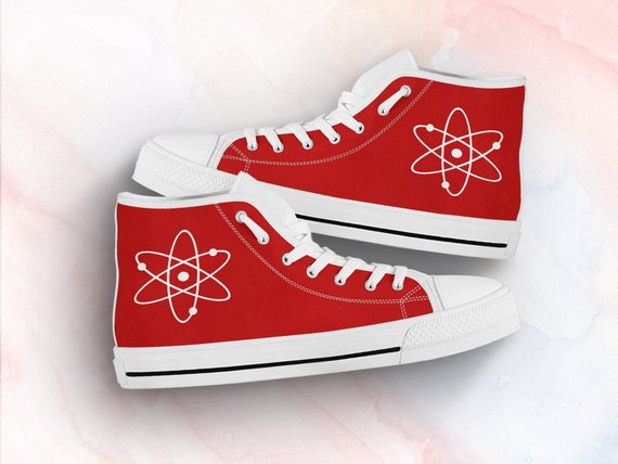 Chaussures de geek scientifique Baskets atomiques Red Atom Shoes Geek Nerd Clothing Baskets montantes personnalisees pour adultes femmes et hommes Etsy France