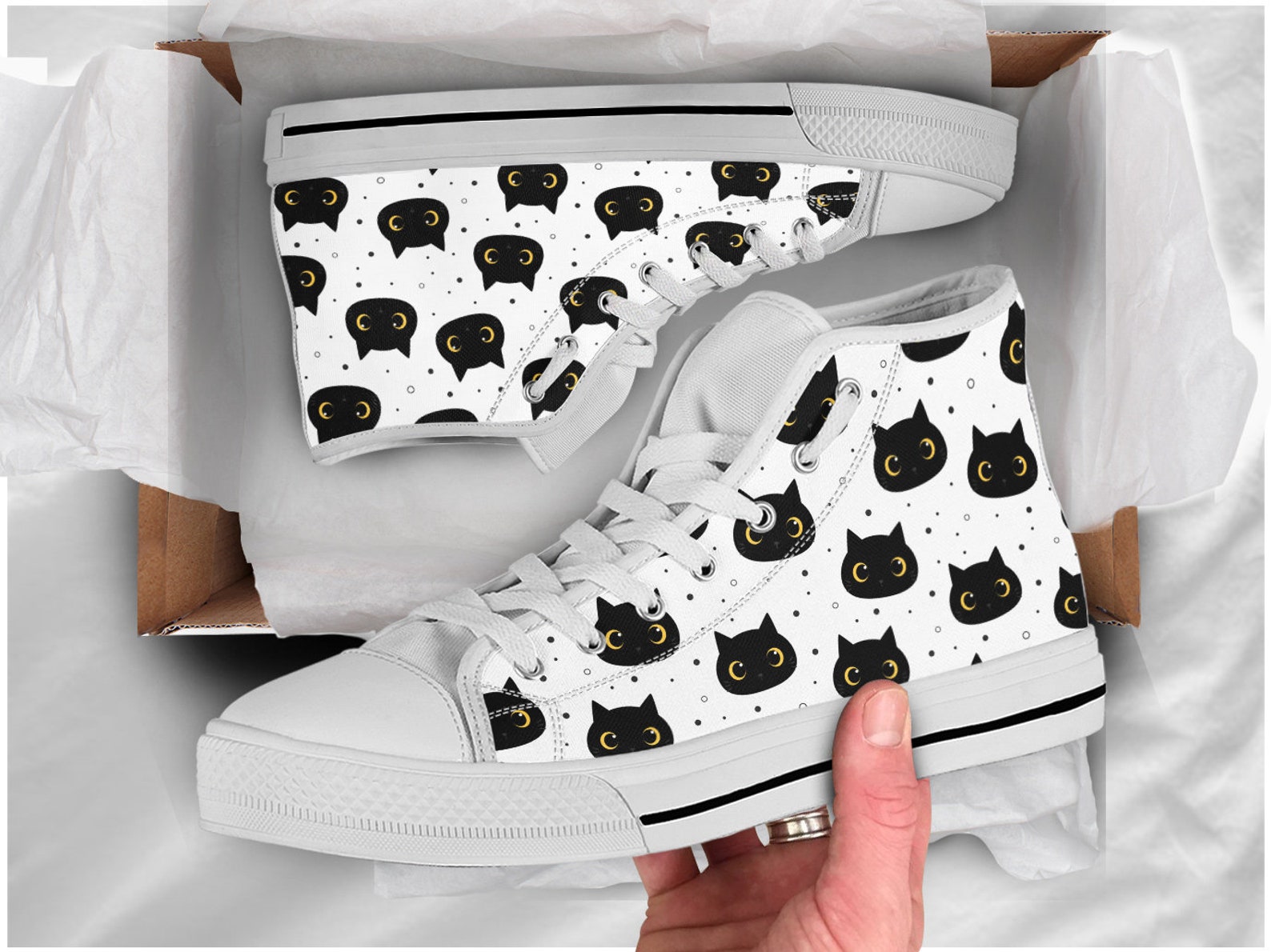 Black Cat Shoes Cat Sneakers Cute Shoes Cat Lover Gifts Etsy