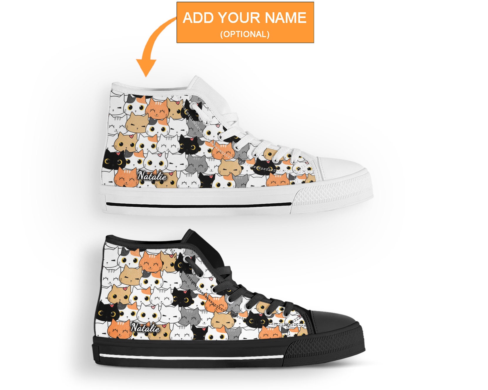 Cute Cat Shoes Cat Sneakers Cute Shoes Cat Lover Gifts Etsy