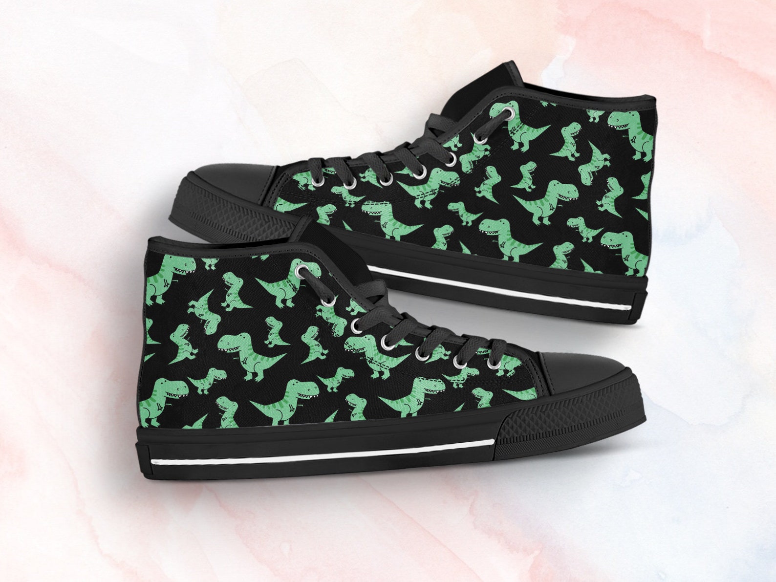 Dinosaur Print Shoes Dinosaur Sneakers Dinasaur Women Etsy