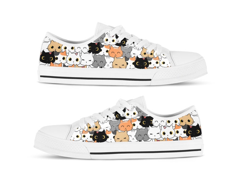 Cute Cats Shoes Cat Sneakers Cute Shoes Casual Shoes Etsy