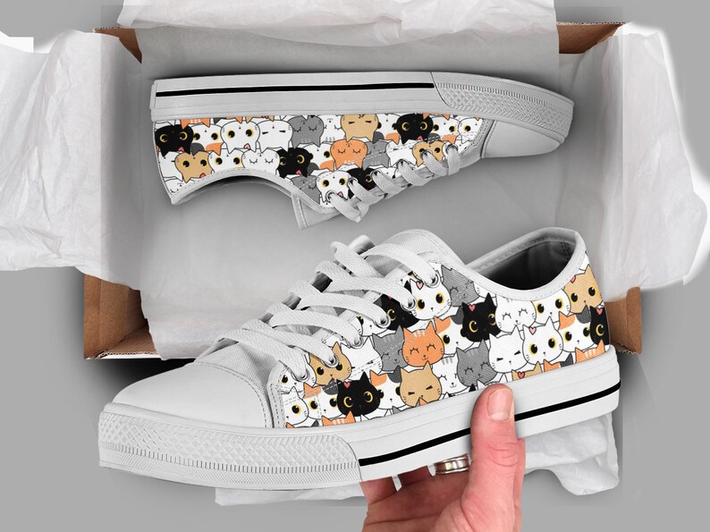 Cute Cats Shoes Cat Sneakers Cute Shoes Casual Shoes Etsy