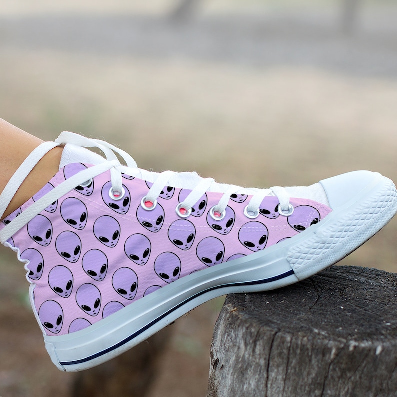 Purple Alien Shoes Alien Sneakers Cute Shoes Alien Etsy