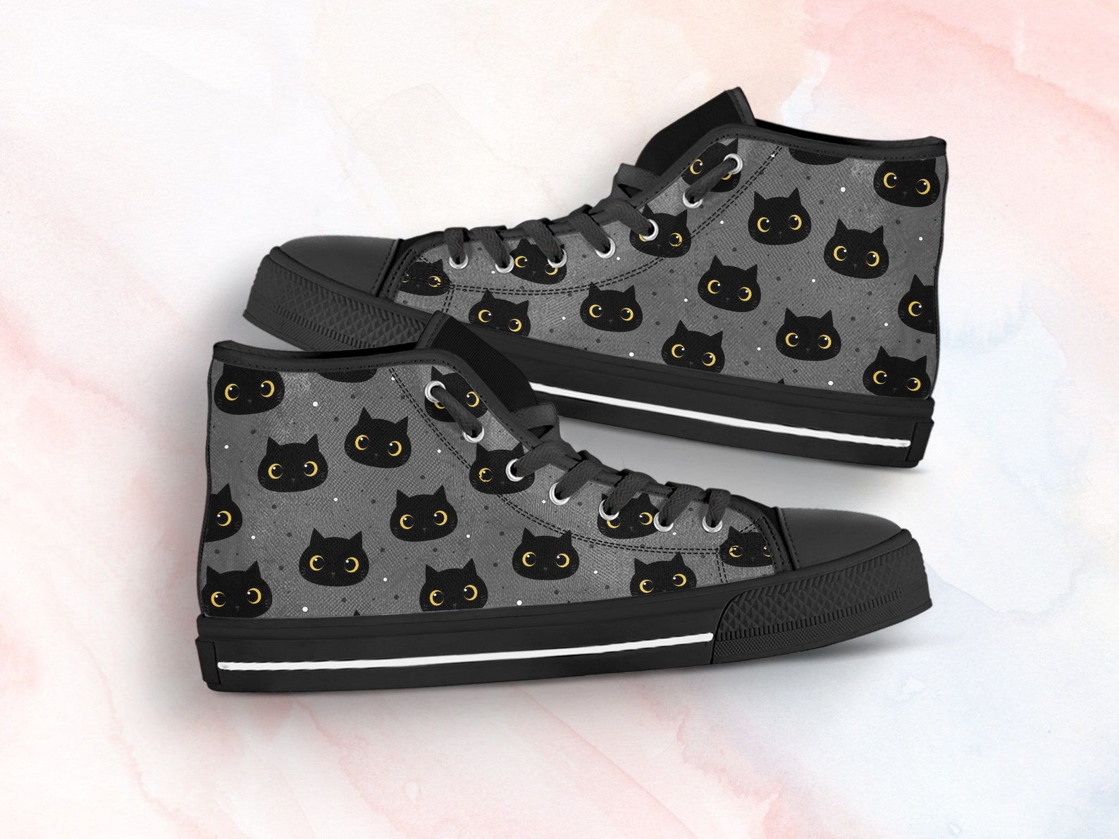 Black Cat Shoes Cat Sneakers Cute Shoes Cat Lover Gifts Etsy