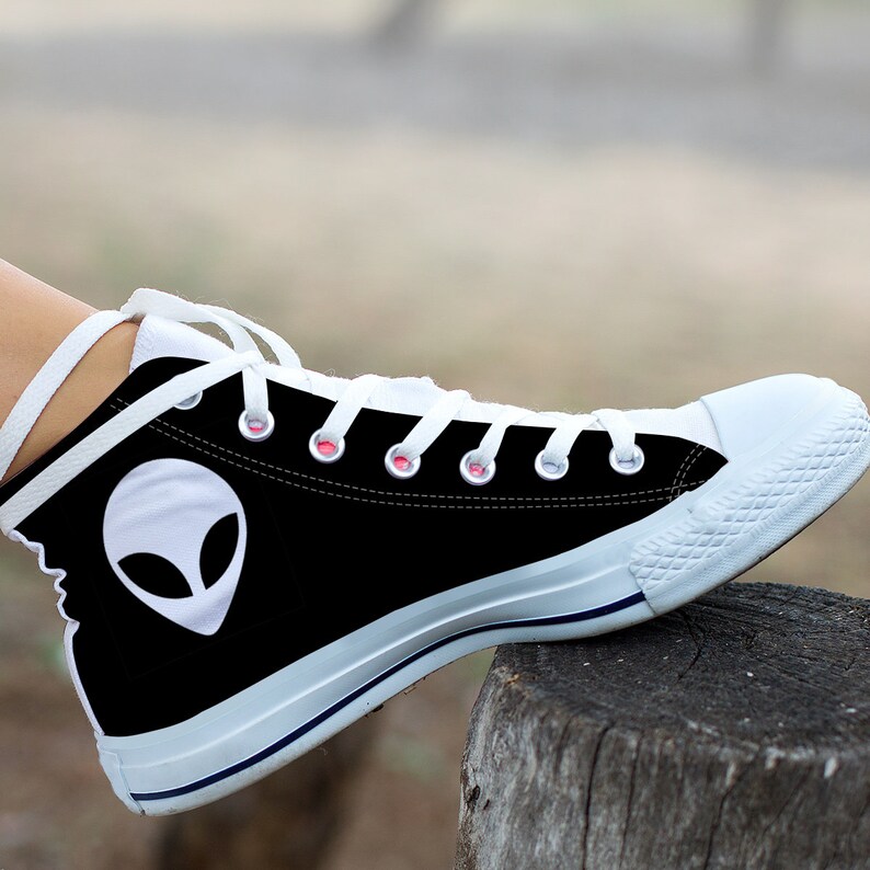 Custom Alien Shoes Alien Sneakers Black White Alien Shoes Etsy