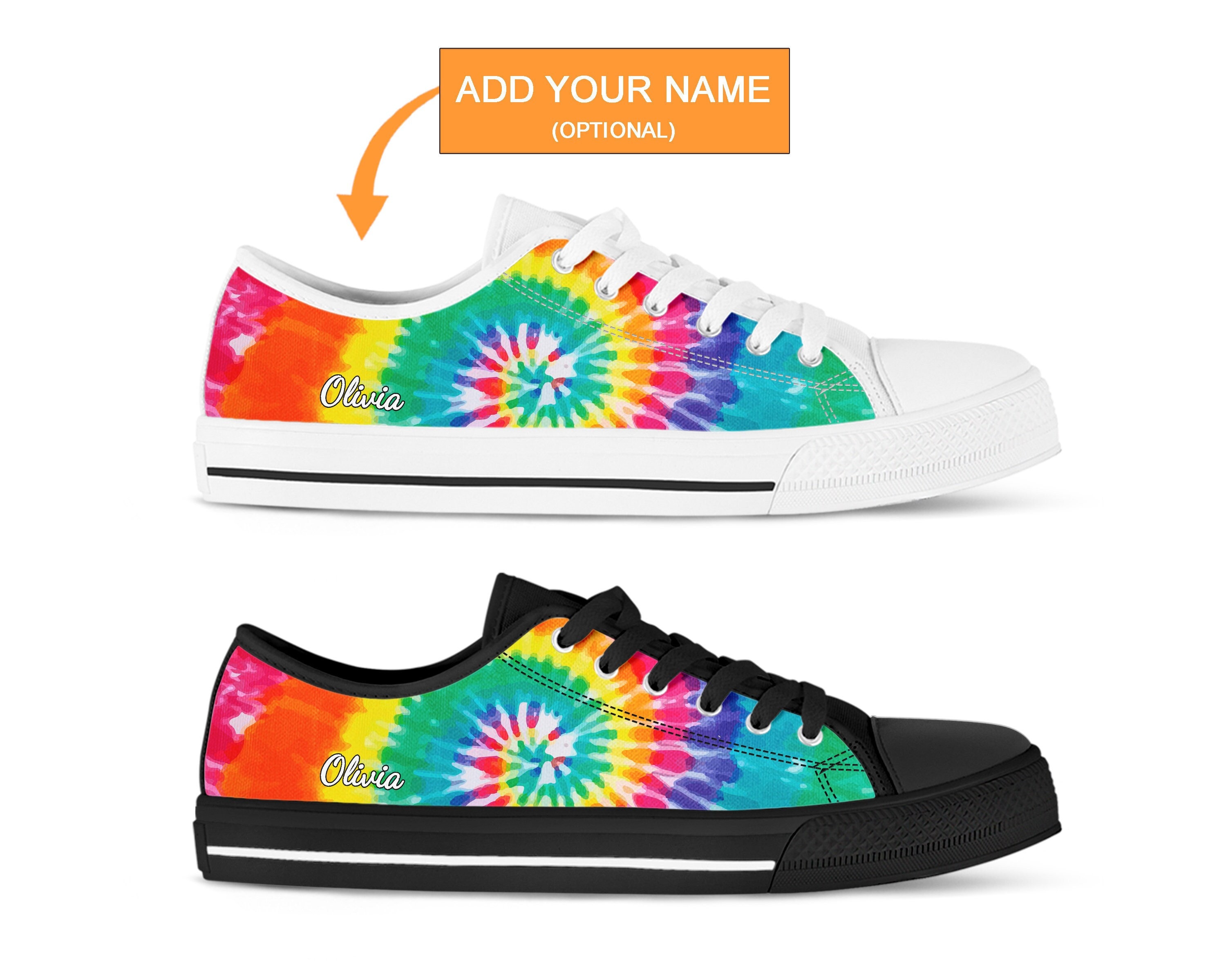 Colorful Rainbow Shoes Tie Dye Sneakers Cute Shoes Etsy