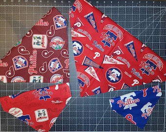 Philadelphia PHILLIES baseball dog bandana scarf cotton choice of fabrics sizes customizable