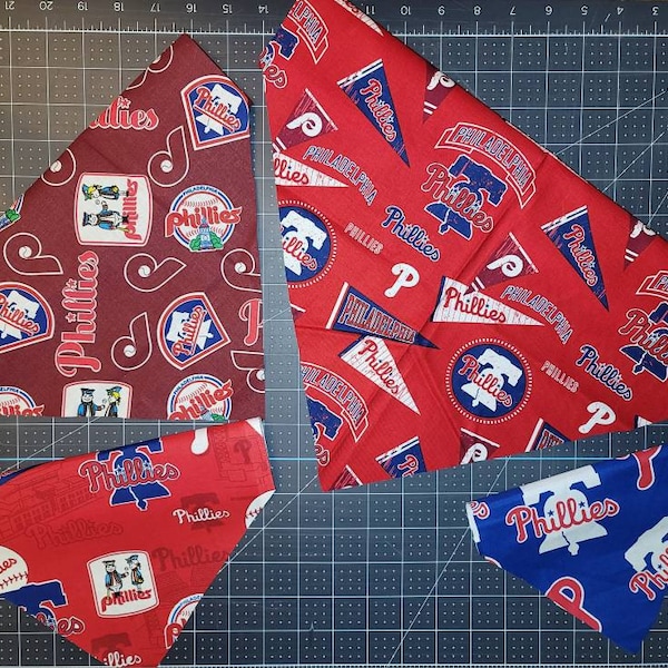 Philadelphia PHILLIES baseball dog bandana scarf cotton choice of fabrics sizes customizable