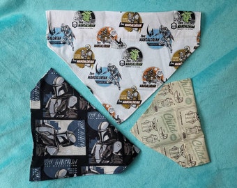 Star Wars Mandalorian and the Child Grogu dog slipon over collar bandana scarf cotton choice of fabrics sizes customizable