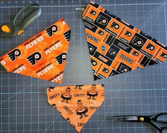 Philadelphia FLYERS GRITTY dog bandana scarf cotton choice of fabrics sizes NHL customizable