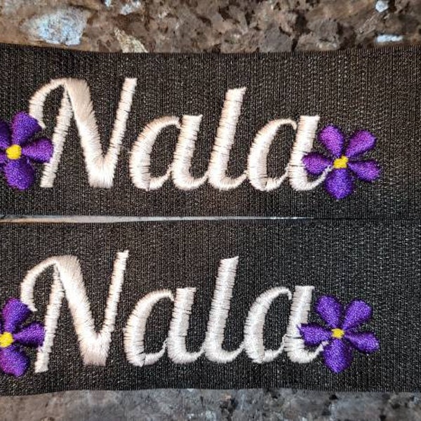 Custom Flower DOG NAME 2 embroidered patch tags Julius K9 Harness Vest  custom colors VELCRO® brand hook-and-loop fastener